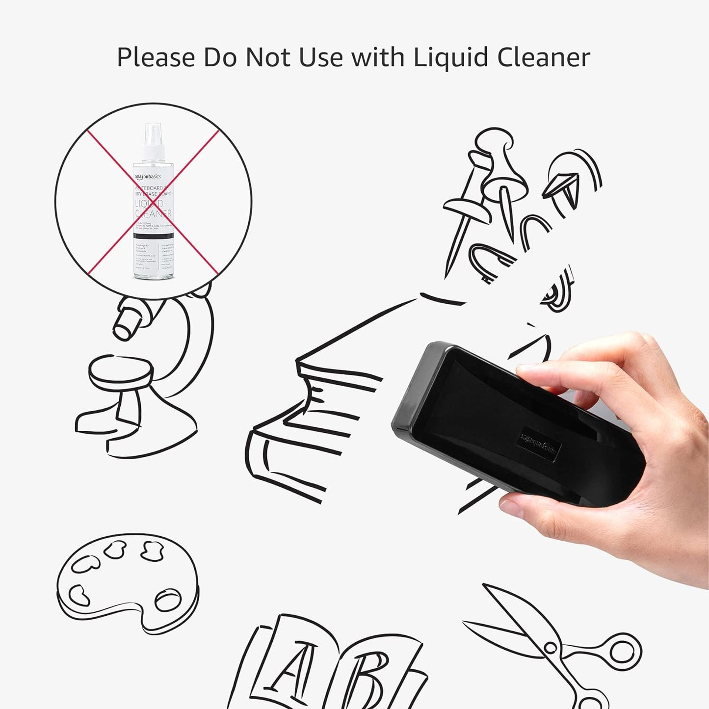 Amazon Basics Dry-Erase Whiteboard Eraser, for School, Office, Home, and Classroom, Black, 4-Pack,