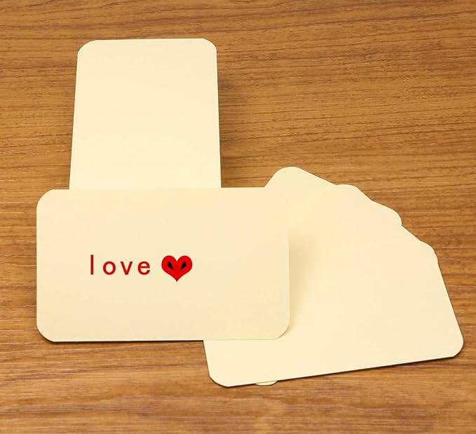 Penta Angel 100 Pcs Mini Paper Blank Gift Notes Cards DIY Craft Small Word Business Message Cards (Beige)