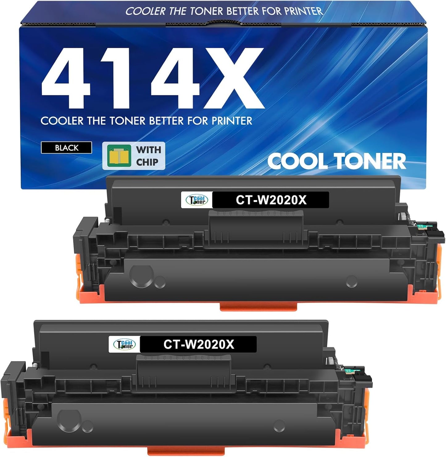 414X Black Toner Cartridge Compatible Replacement for HP 414X 414A W2020X W2020A for HP Color Pro MFP M479fdw M454dw M479fdn M479dw M454dn M479 M454 Printer Ink (Black, 2Pack)