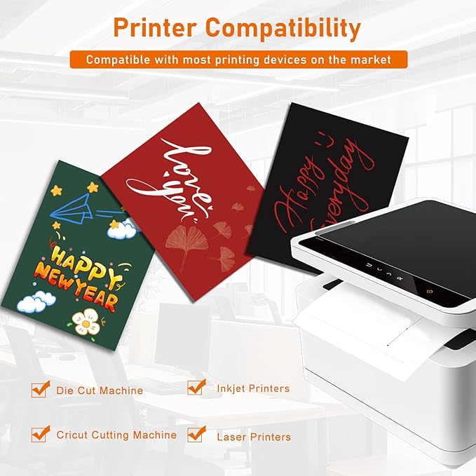 40 Sheets Black Cardstock 8.5 x 11 Printer Paper, 75lb Heavyweight Black Construction Paper Card Stock for Invitatins, Crafting, Memus, DIY Making Cards, School Scrapbooking