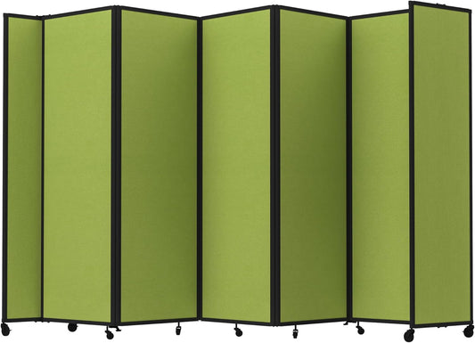Versare Room Divider 360 Portable Wall Partition | Folding Panels | Large Freestanding Divider | Locking Wheels | Temporary Room Separator | 14' x 7'6'', Lime Green