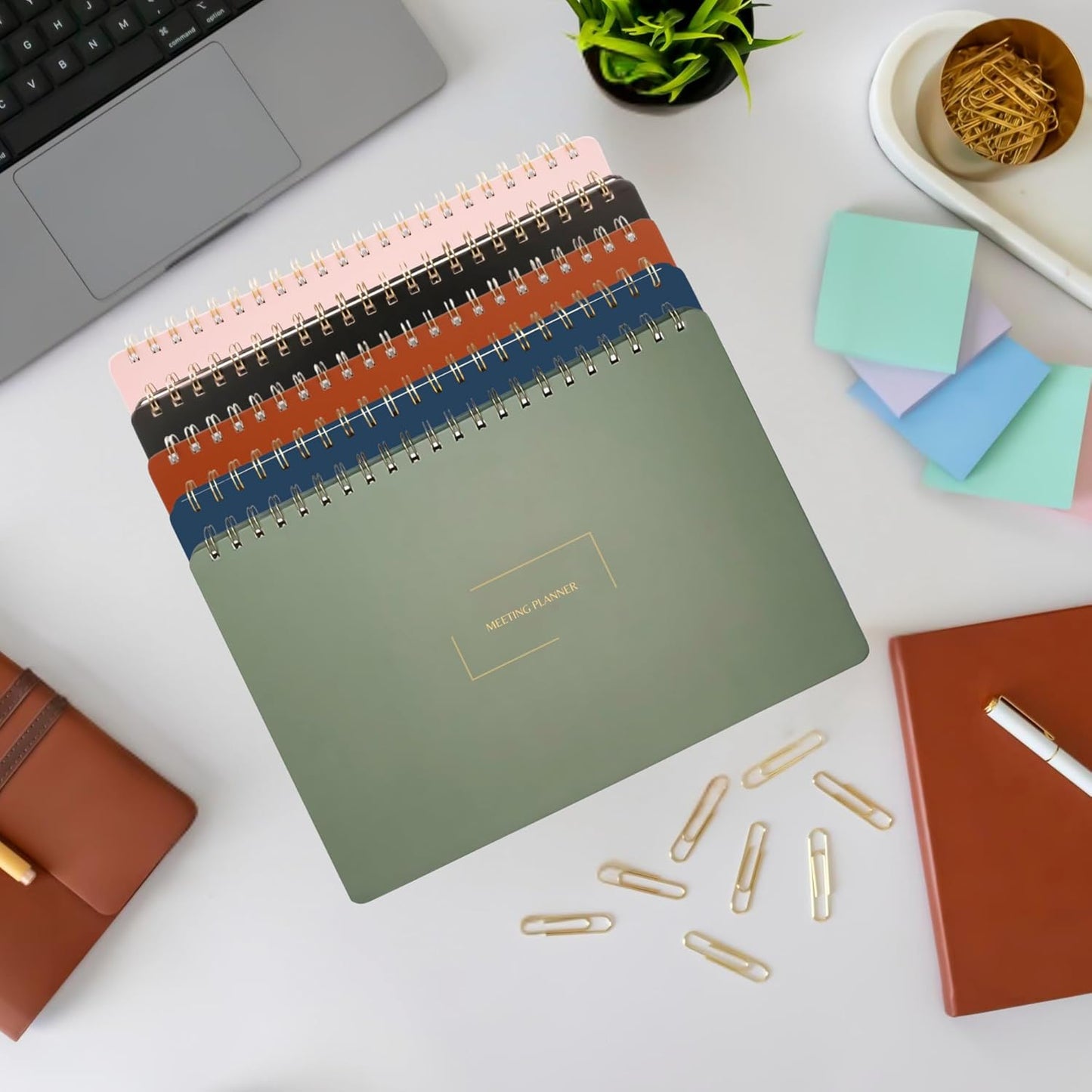 | Meeting Notebook for Work | 8.25" x 11.75" | Project Planner | Simple Design | Multiple Layouts | Office and Business Planner (Black, Meeting Planner - Landscape)