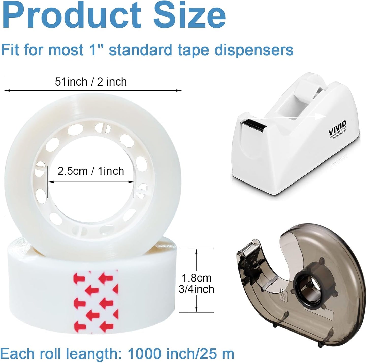 Beieverluck 48 Rolls Invisible Tape Refill 3/4 Inch X 1000 Inches Matte Tape for Dispenser Refill 1 Inch Core Magic Tape for Office Home School Supplies Correction Labeling Gift Wrapping Tape Roll