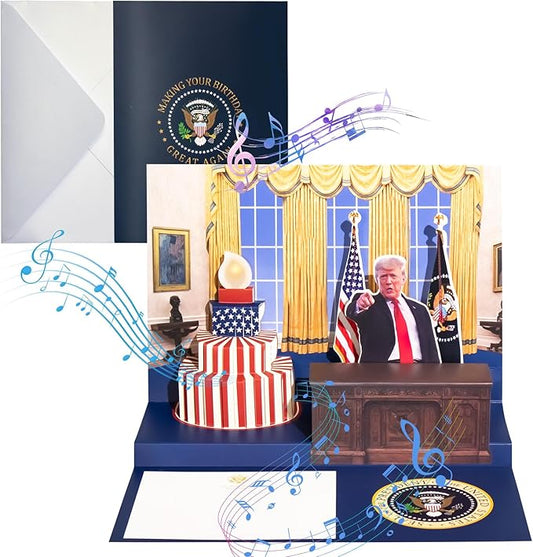 Pop Up Trump Birthday Card with Light & Sound - Greeting Card - Birthday - Oval Office