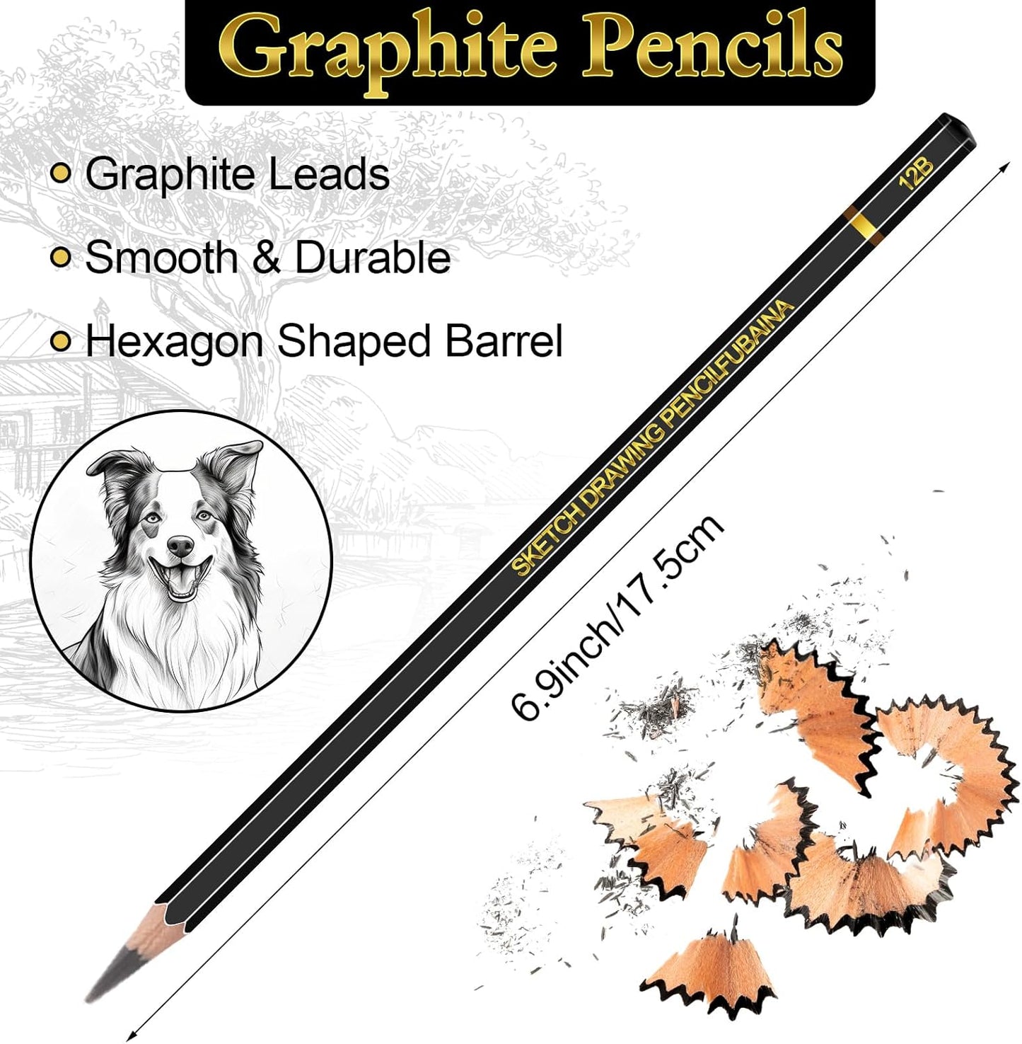 Humyoun 144 Pcs Drawing Sketching Pencil Set Professional (12b - 4h) Graphite Charcoal Gift Bulk for Artists Beginners, Pro Artists, Drawing Art, Sketching