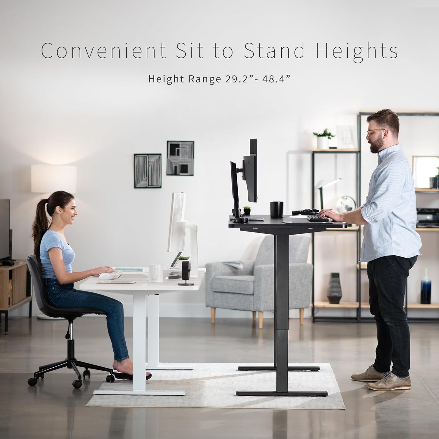 VIVO Electric 60 x 30 in Standing Desk, Memory Height Adjustment, 1B Series, White Top Black Frame, DESK-KIT-1B6W-30
