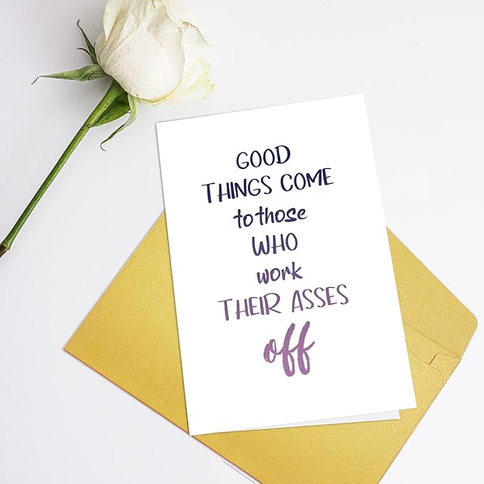 Supoeguk Funny Inspirational Work Hard Card, Congratulations on Promotion, New Job, Graduation, Good Things Come