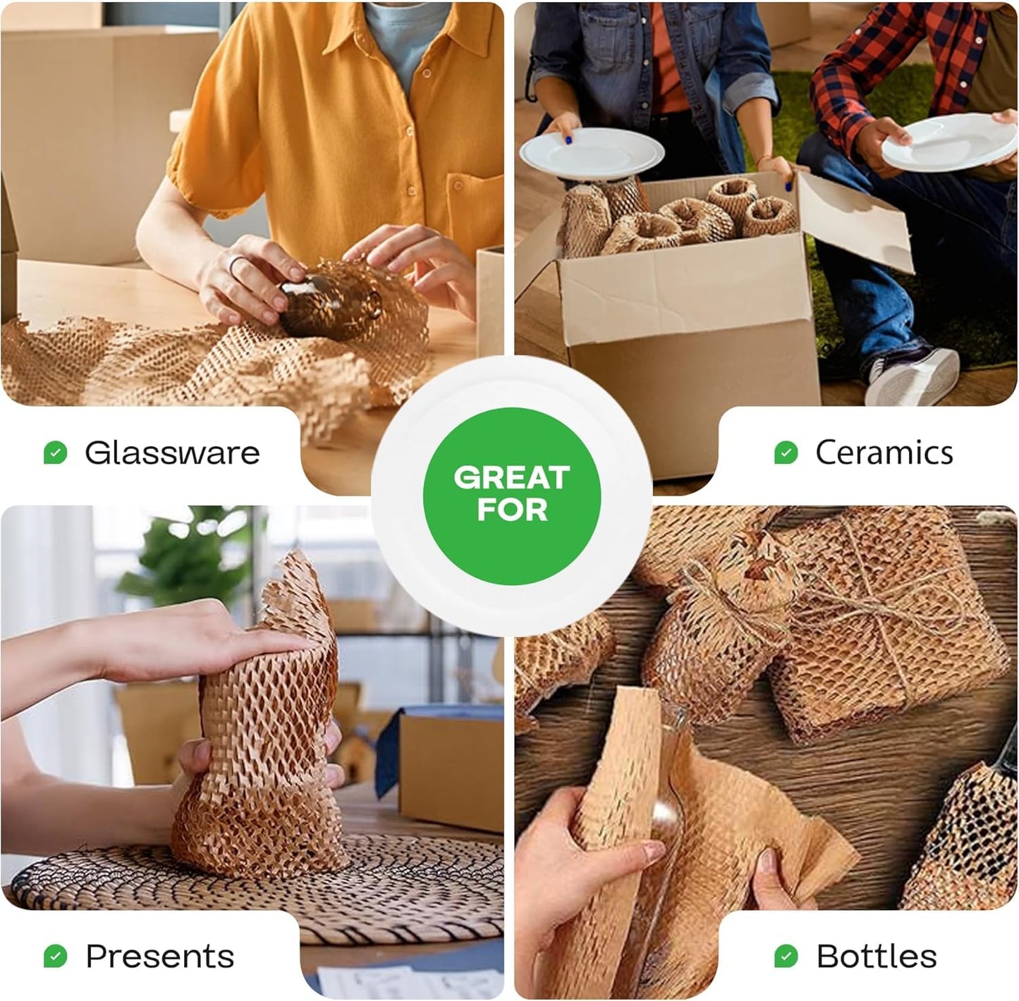 IDL Packaging 15" x 1400' Refill Roll (Pack of 2) for MP-1400USN HexcelWrap Honeycomb Packing Paper Station, Brown - Protective Kraft Paper with Interlocking Slit Design for Shipping