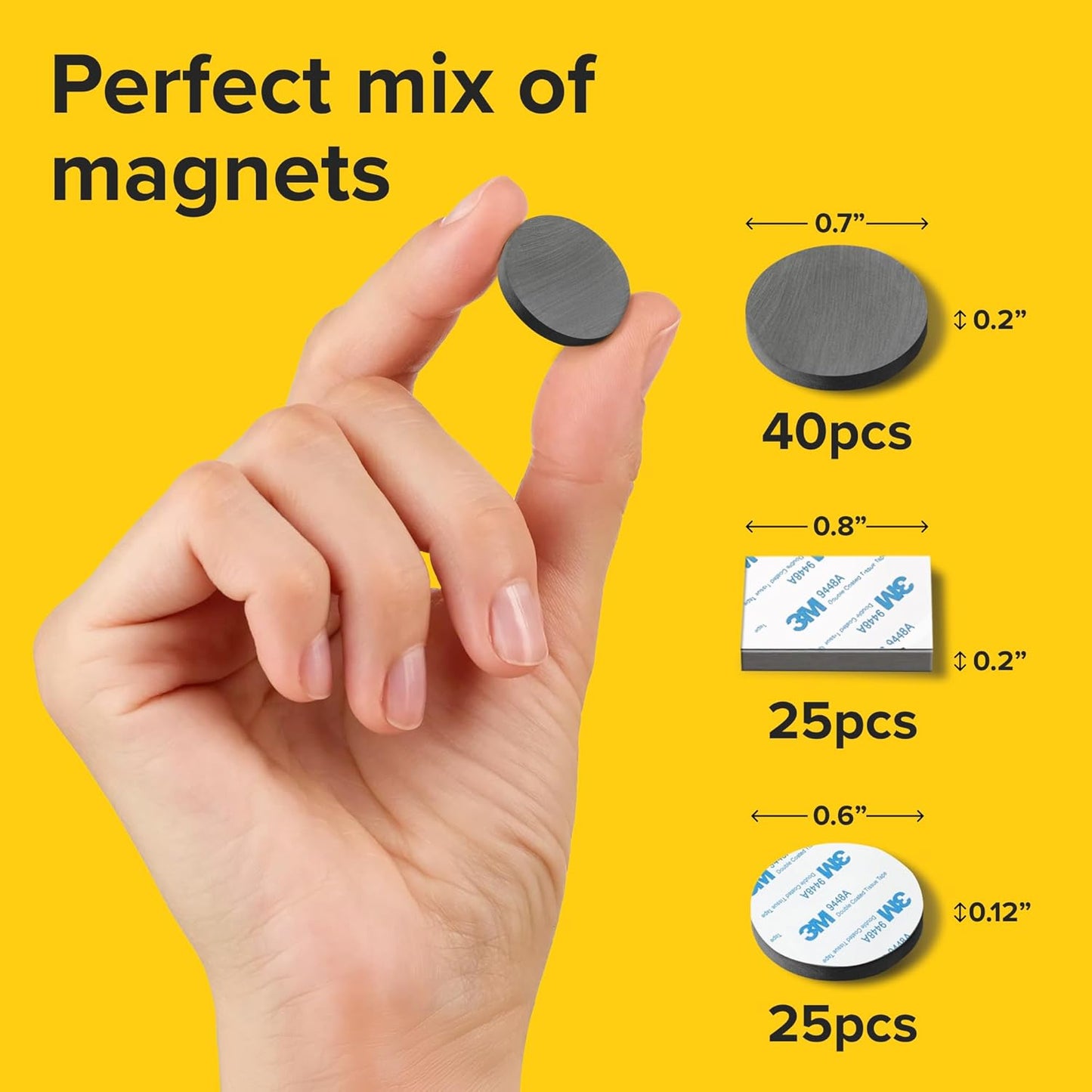 Adhesive Magnets 90 Pack Round and Squares with Adhesive Backing high-Strength and Non-Adhesive, Versatile Magnets Perfect for Home, and Office