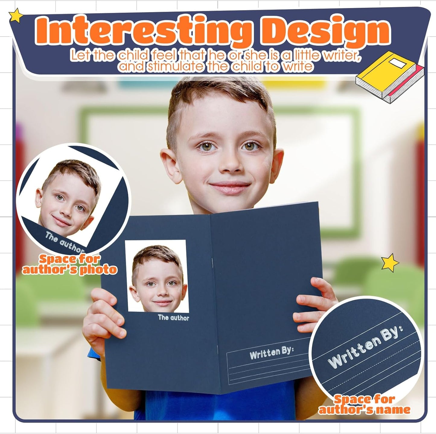 Henoyso 12 Pcs 120 Pages Primary Composition Notebooks K-2 9 3/4 x 7 1/2 Inch Journals Primary Journals Blank Books for Kids to Write Stories Kindergarten (Dark Color)