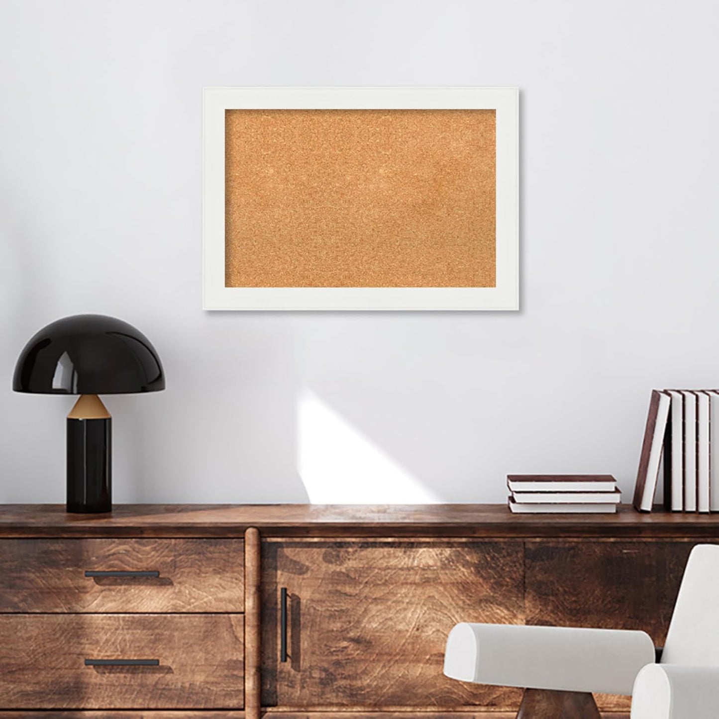 Amanti Art Natural Cork Board for Wall, 19x27 Vision Board with White Frame, Medium Corkboard Office Decor for Home Organization, Casual Corkboard Pinboard to Display Items for Home Organization in