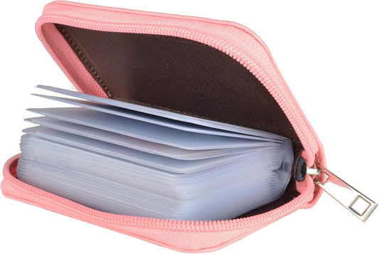 Easyoulife Genuine Leather Credit Card Holder Zipper Wallet With 26 Card Slots