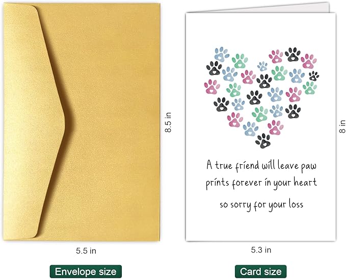 Chenive Pet Loss Sympathy Card - For Dog or Cat Owner, Men or Women, Bereavement Card