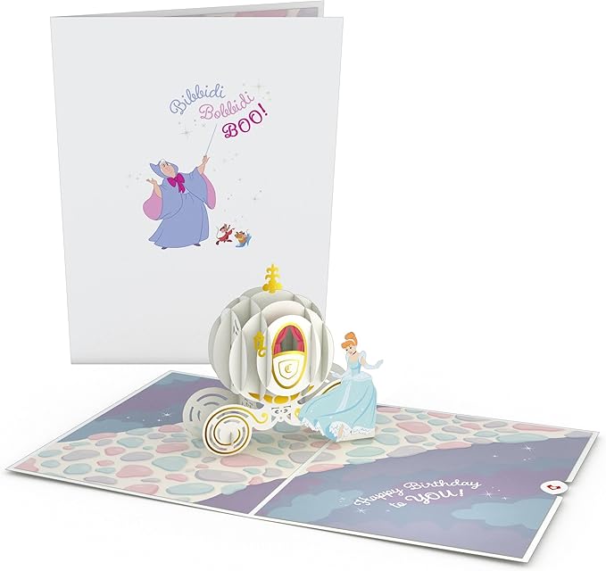 Lovepop Happy Birthday Pop-Up Card for Her and Him- 3D Disney Birthday Greeting Cards for Boys, Girls, Men, Women - Fair God Mother - 5" x 7" Cinderella Card - Blank Note Card & Envelope Included