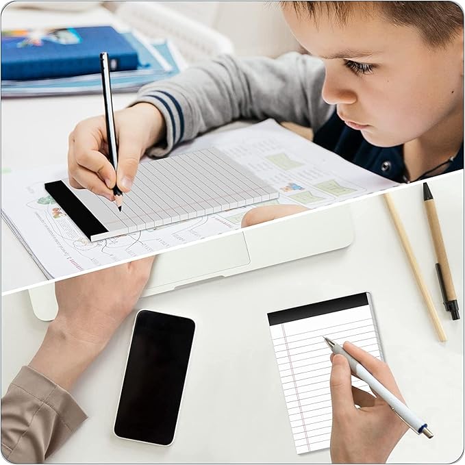 Legal Pads 4x6 with 18-Line College Ruled Small Legal Pads 6 Packs of Mini Legal Note Pads Non-Penetrating Paper, Perforated Writing Pad for School, Office, Business