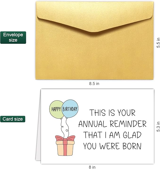 Chenive Funny Birthday Card for Sister Brother, Humorous Birthday Card for Friend, Happy Birthday Card for Him Her, This Is Your Annual Reminder Card