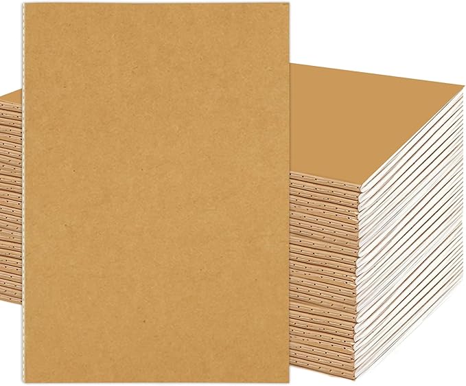 24 Pack Blank Books for Kids - 5.5"x 8.3", 60 Pages - Small Journals Bulk, Girls Notebooks for Drawing & Writing, Sketchbooks with Kraft Brown Soft Cover, Unlined Paper, A5 Travel Size