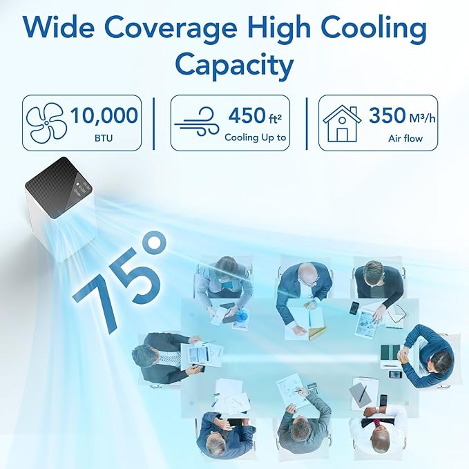 Portable Air Conditioners 10000 BTU with Remote Control, Cools Room up to 400 sq.ft, 3-IN-1 Quiet Portable Ac Unit with Dehumidifier Fan Function, Sleep Mode, 24H Timer, Portable AC Units for Rooms