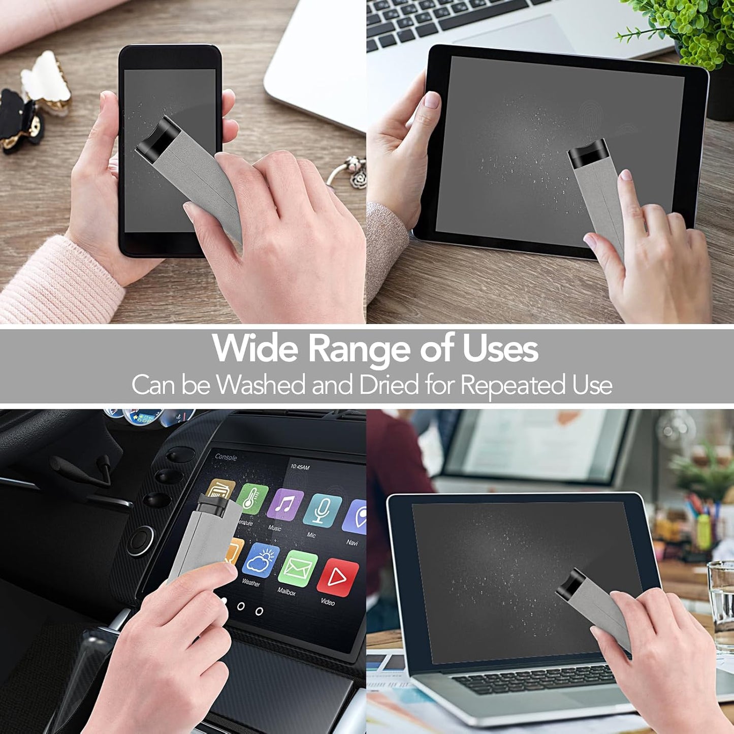 2 Pcs Fingerprint Proof Screen Cleaner Safe for All Phones Glasses Tablet Laptop TV Watch Screens (Light Grey)