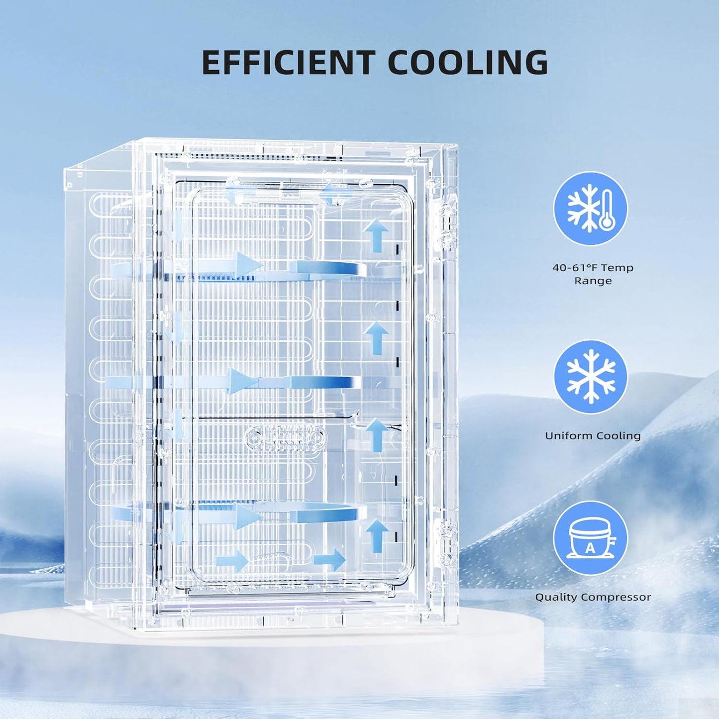 Antarctic Star 0.6Cu. Ft. Freestanding Counter-top Wine Cellar Mini Fridge, 4-Bottle Red Wine Beverage Refrigerator, Quiet, Portable, LED Light and Display, 40-61 ℉, Black