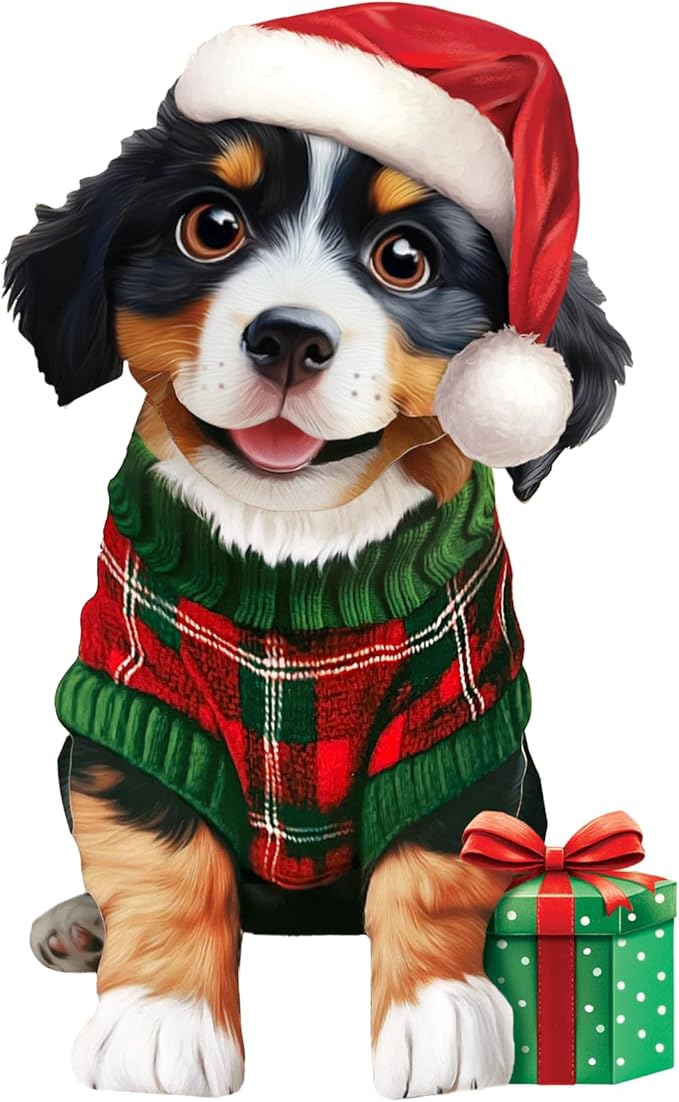 Freshcut Paper Pop Up Cards, Mini Christmas Puppy, 6 Inch Mini Sized 3D Dog Gifts, Popup Greeting Card, Christmas Cards, Holiday Card, Blank Notecard & Envelope