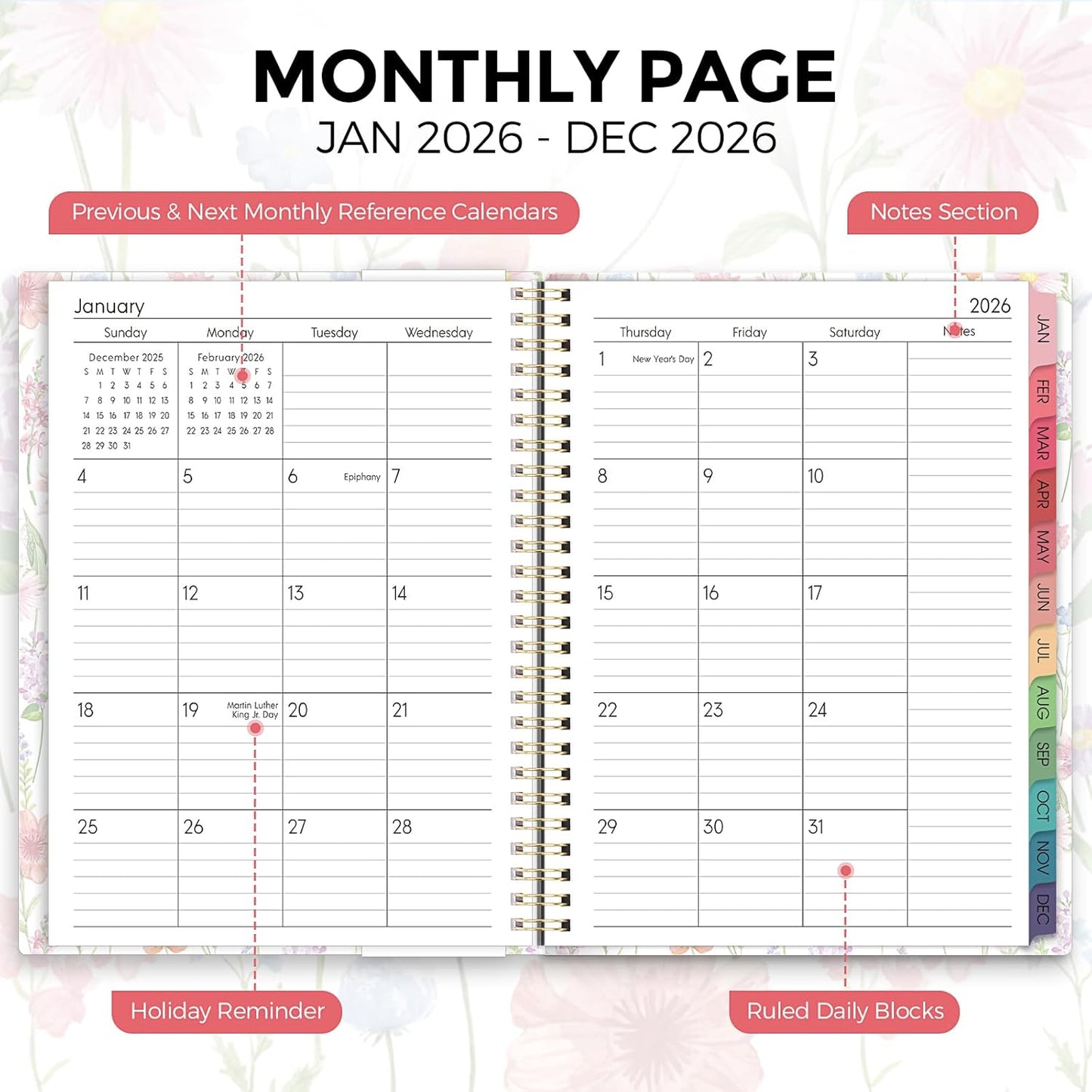 Planner 2026, 8.5" x 11" Monthly & Weekly Planner with Tabs, JAN - DEC 2026, Goal Setting & Time Management Organizer for Professionals & Students