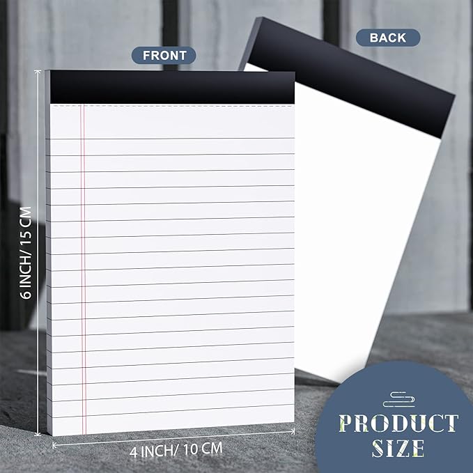 Legal Pads 4x6 with 18-Line College Ruled Small Legal Pads 6 Packs of Mini Legal Note Pads Non-Penetrating Paper, Perforated Writing Pad for School, Office, Business