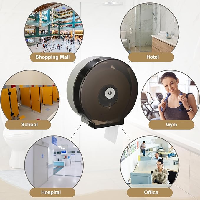 Layhit 2 Pack Toilet Paper Holder Wall Mount, Toilet Paper Towel Dispenser, Commercial 9" Jumbo Plastic Tissue Dispenser with Key Wall Lock for Bathroom, Office, Restaurants