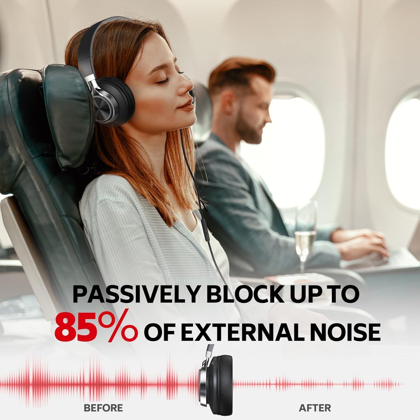 AC01 Headphones Wired Over Ear, Corded Stereo Headsets with Microphone Volume Control for Adults Teens Kids 3.5mm for Cellphones, Tablets, Laptop, Chromebook (Black Grey)