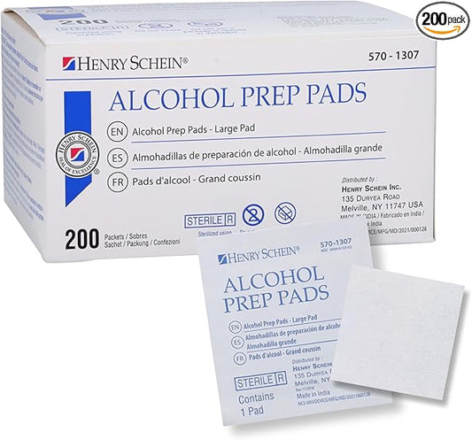 Large Alcohol Prep Pads (200/Box) - 70% Isopropyl Alcohol Wipes, Individually Wrapped - 2 ply, Textured - Skin Prep Alcohols Swabs - Sterile Pads