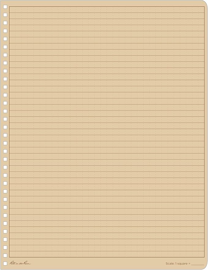 Rite in the Rain Weatherproof Side Spiral Notebook, 8.5" x 11", Tan Cover, Universal Page Pattern (No. 973T-MX)