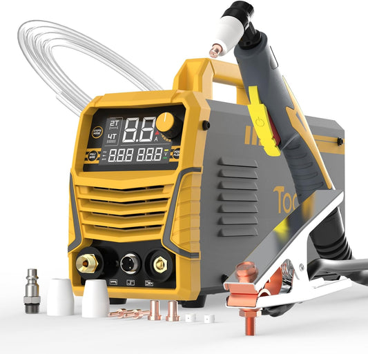 TOOLIOM Large LCD Display Plasma Cutterï¼, 50A Dual Voltage 110V/220V Metal Cutting Machine with Air Pressure Display and 2T/4Tï¼, 1/2" Clean Cut