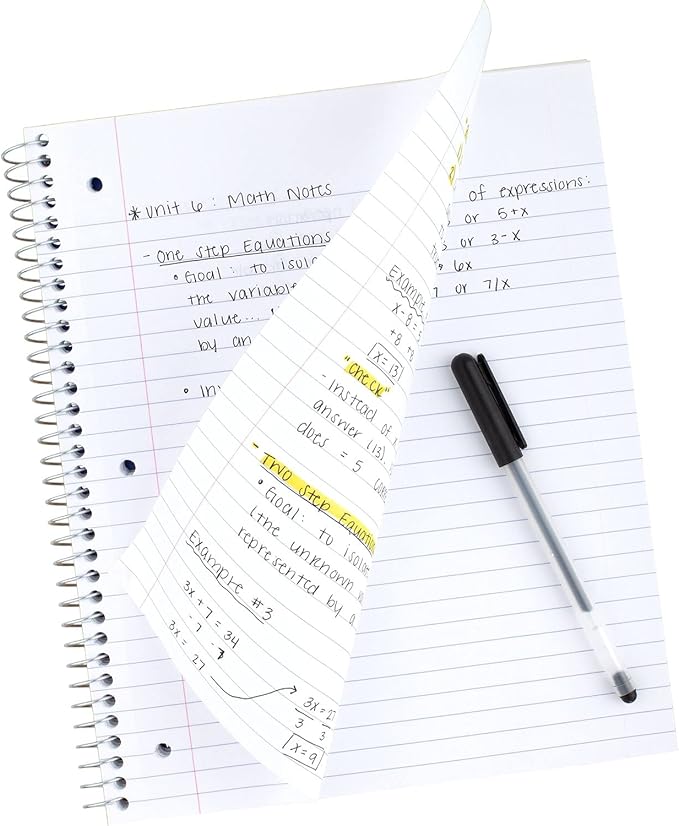 Five Star Spiral Notebook, 1 Subject, Wide Ruled Paper, 10-1/2" x 8", 100 Sheets, Assorted Colors, Color Will Vary, Office Product , 1 Count (05200)