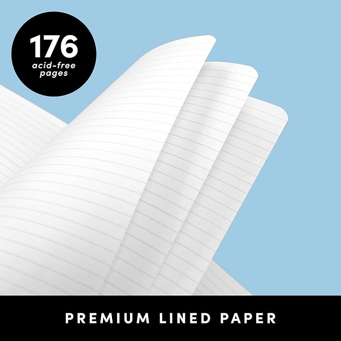 PAPERAGE 2-Pack Softcover Lined Journal Notebook (Black & Cognac), 176 Pages, Large B5 College Ruled Notebook, 7.6 inches x 10 inches - 100 GSM Thick Premium Paper, Soft Vegan Leather Journal for Home, Work & School