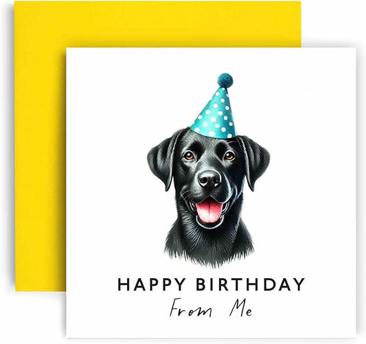 Huxters Birthday Card from the Dog – Black Labrador - Happy Birthday to Dog Mum and Dog Dad – Birthday Card from the Dog to Friends Family First Birthday (Black Labrador)