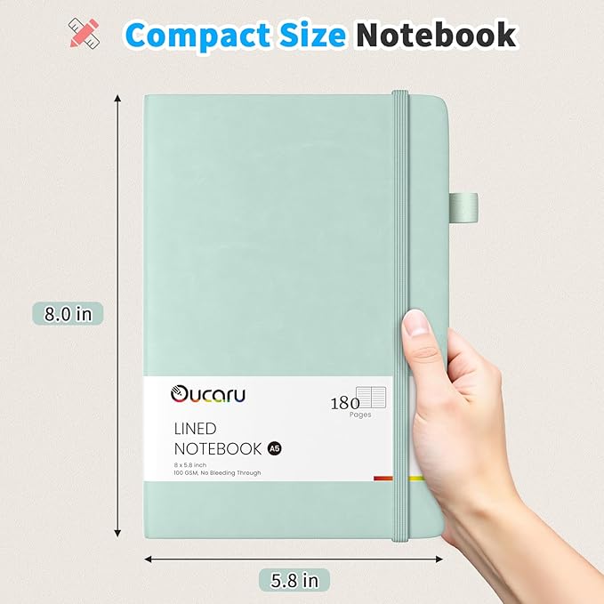 Lined Journal Notebook, 16 Pack, 180 Pages, A5 Journals for Writing, 100 GSM Thick Paper, Small Notebooks Daily Journal for Women Men Work, Business, School, Travel Supplies