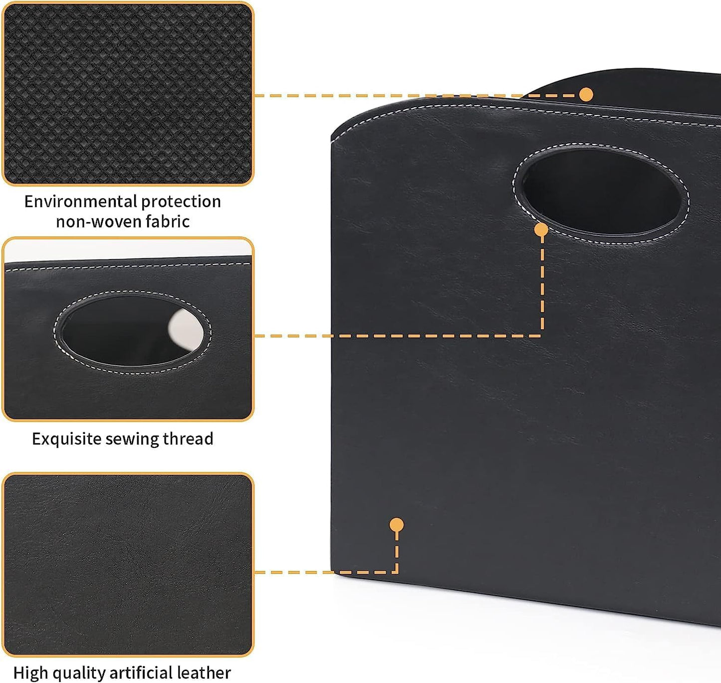 EZDeco Magazine Holder Foldable Magazine Rack Floor PU Leather File Holder Newspaper Book Storage Basket Document File Folder Organizer for Office Home (Black-2)