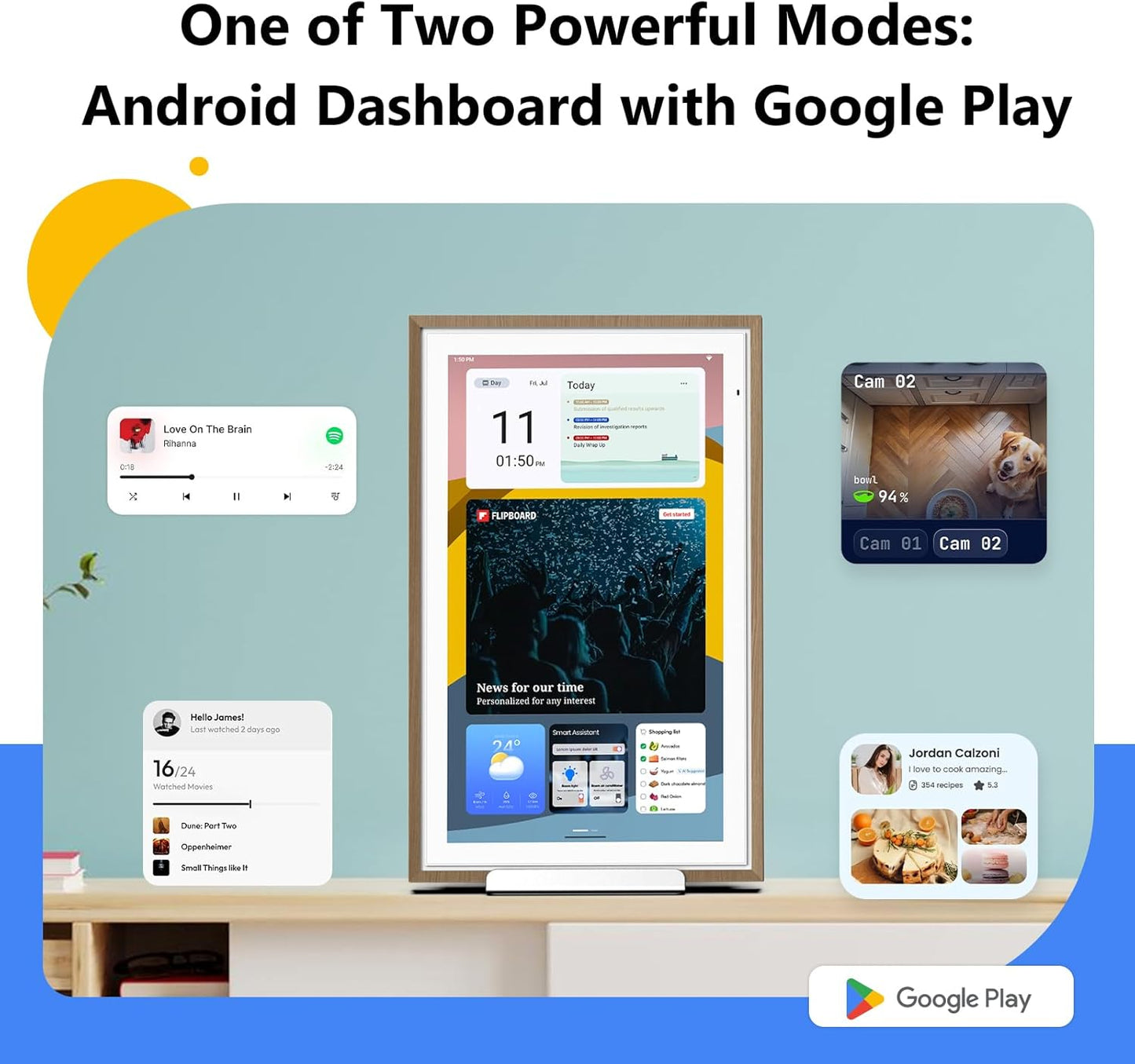 ApoloSign Digital Calendar: 15.6" Wall Planner Electronic Calendar, Smart Touchscreen Interactive Display for Chore Chart, Family Schedules, Supports All Apps via Google Play (Teak, 15.6-inch)
