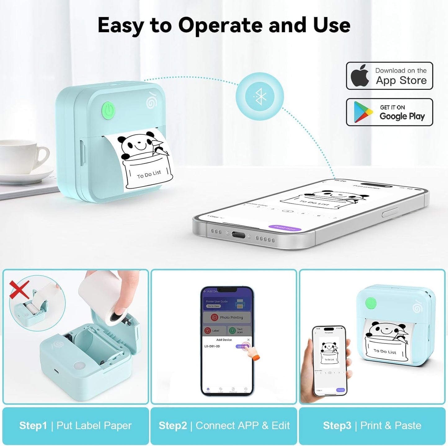 Upgraded Bluetooth Label Maker Machine - Portable Mini Thermal Sticker Printer Supports 14 Different Label Sizes with 300 DPI Inkless Tech Suitable for Home,Office,School Storage and Signage (Blue)