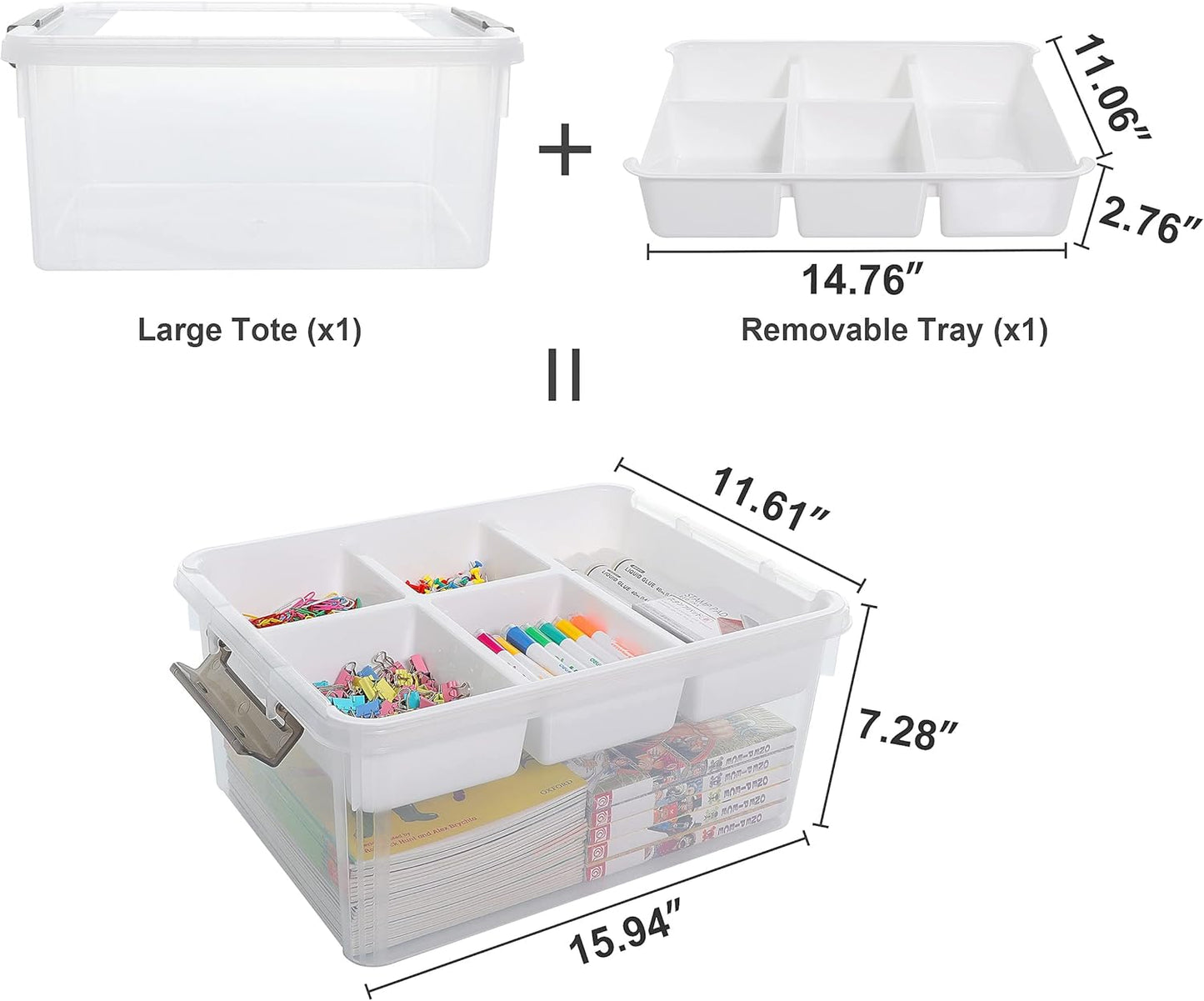 Citylife 17 QT Plastic Storage Box with Removable Tray Craft Organizers and Storage Clear Storage Container for Organizing Bead, Tool, Sewing, Playdoh