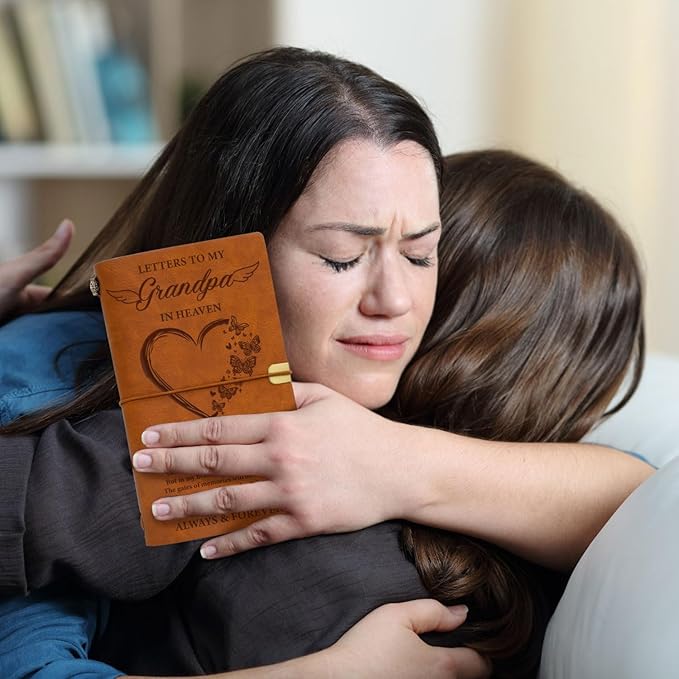 Vetbuosa Letter to Grandpa in Heaven Leather Journal,Memorial Gifts for Loss of Grandpa,Loss of Grandfather Sympathy Gift,Bereavement Gift Idea,In Memory of Loved One Gifts