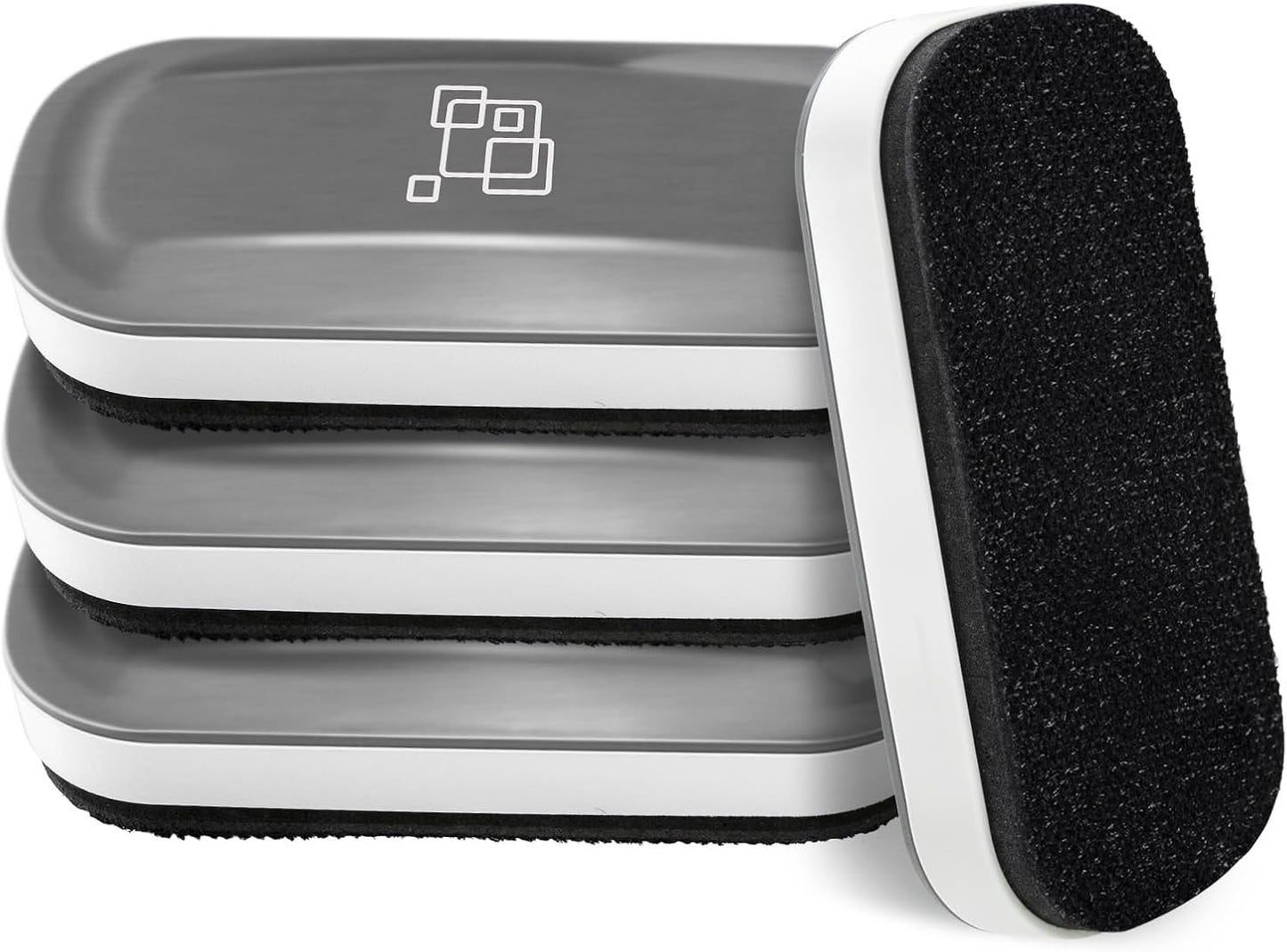 maxtek Magnetic Dry Erase Eraser, Glass Board Erasers, 4 Pack, Whiteboard Eraser for Dry Erase Board, Glass Board, Calendar Board, Office and School Supplies (Gray)