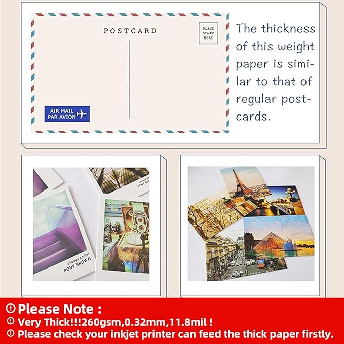 Uinkit Thick Photo Paper Glossy Double Sided 100 Sheets 8.5x11 Heavyweight 68lb 260gsm Inkjet Both Sides Printable 11.8mil A4 Letter size Flyer Bulk Pack 8.5 x 11 Card paper postcard postal A189