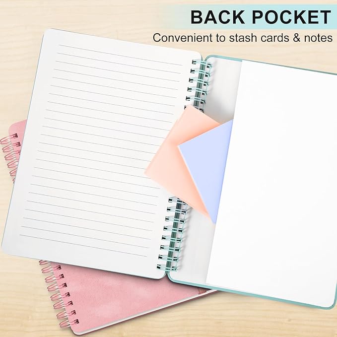 Lined Spiral Journal Notebook, A5 Hardcover Leather Notebook for Work, 5.7''×8.2'', 100GSM Thick Paper Spiral Bound Journaling Notebook for Women Men Office School Note Taking Business, Morandi Green