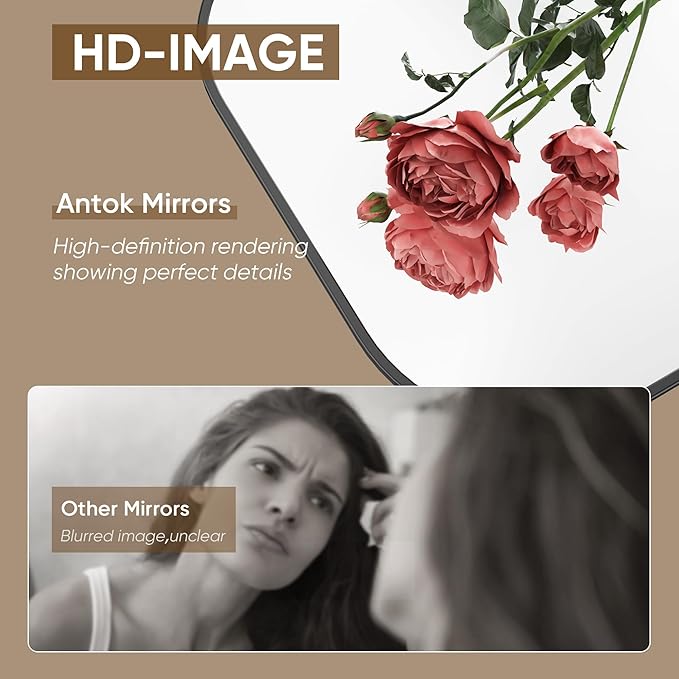 Antok Full Length Mirror, 81"x41" Floor Mirror Freestanding, Arched Floor Standing Large Full Body Mirror with Stand for Bedroom, Hanging Mounted for Living Room, Black