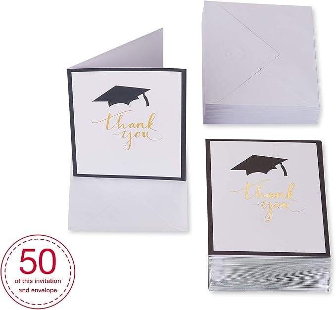 American Greetings Graduation Thank You Cards with Envelopes, Blank (50-Count)