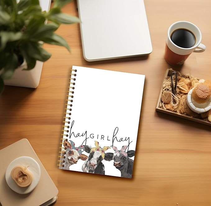 Hay Girl Hay Cow Notebook Journal - Cow Gifts for Women, Coworkers, Cowgirls, Western Gifts, Western Hay Girl Hay Cow Notebook Spiral Bound with 164 Pages