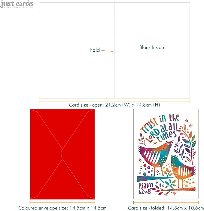 Christian greeting cards with Scripture, 9 in this pack of thinking of you cards religious, blank inside, hand drawn by British artist Jacqui Grace (Multicolored / CH438)