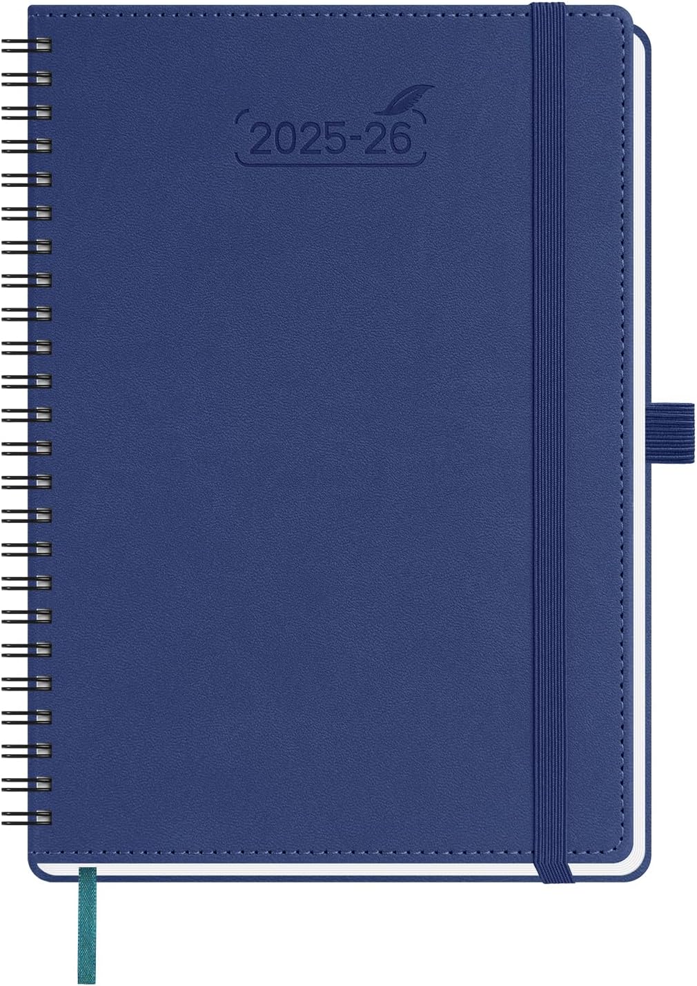 BEZEND Planner 2025-2026 Weekly and Monthly, 5.8" x 8.5" Academic Calendar (Jul 25-Dec 26) Vertical Daily Appointment with Hourly Timeslot & Monthly Tab, Spiral, PU Leather Softcover - Blueberry