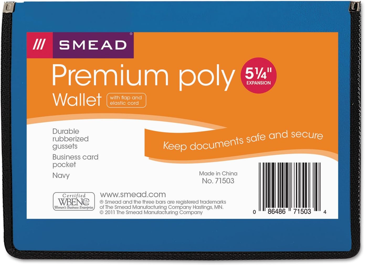 Smead Poly Wallet, Accordion File Organizer for File Folders, Letter Size, Blue, 5-1/4 inch Expansion, Office Supplies, Document Organizer (71503)